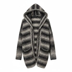 French Connection Black and Gray Boucle Cardigan Sweater